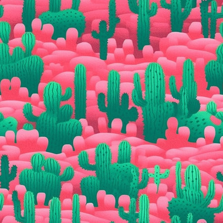 Seamless pattern with cacti. Hand-drawn illustration.のイラスト素材