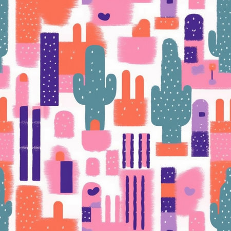 Seamless pattern with cacti and succulents. vector illustrationのイラスト素材