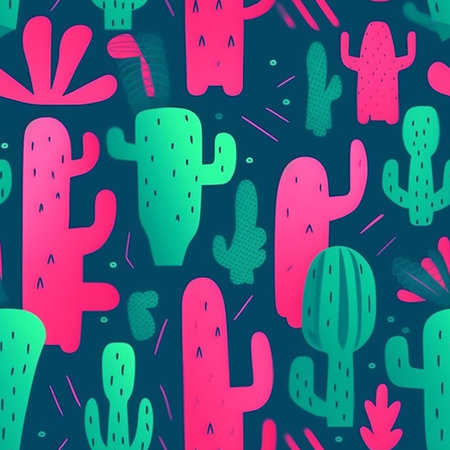 Cute seamless pattern with cacti and succulents. vector illustrationのイラスト素材