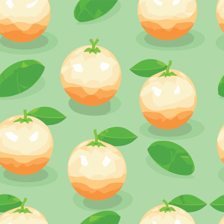 Seamless pattern with tangerines on a green background.の写真素材