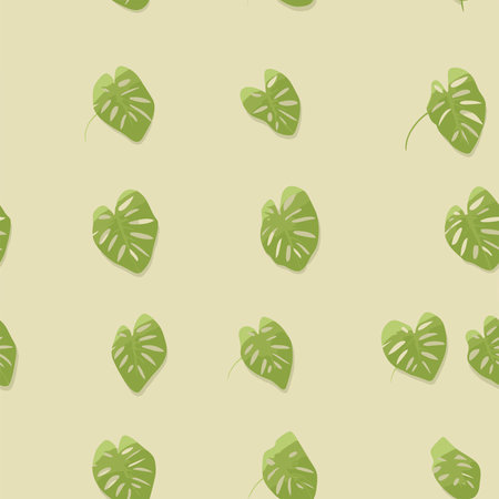 Seamless pattern with monstera leaves. Vector Illustration.の写真素材