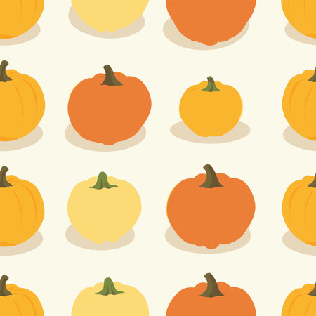 Seamless pattern with pumpkins. Vector illustration in flat style.の写真素材