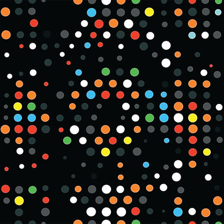 Seamless pattern with multicolored dots on a black background