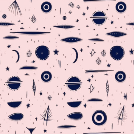 Seamless pattern with planets, stars, comets and constellations.