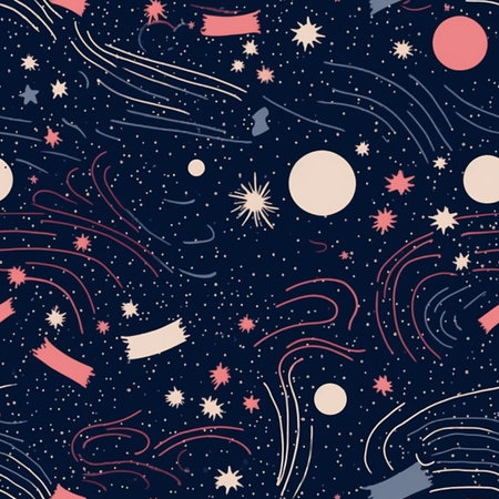 Seamless pattern with constellations and stars. Vector illustration.