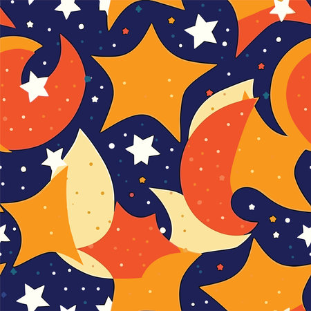 Seamless pattern with stars and moon. Vector illustration in retro style.のイラスト素材