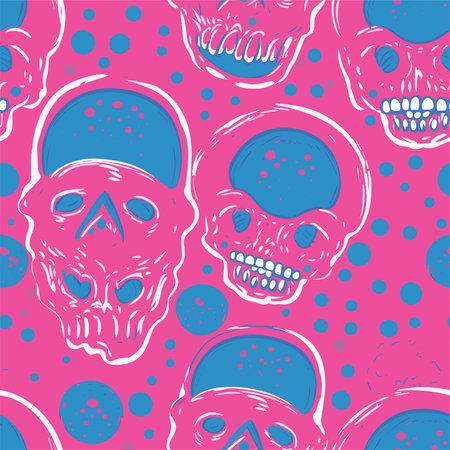 Seamless pattern with skulls. Vector illustration. Design for banner, poster or print.のイラスト素材