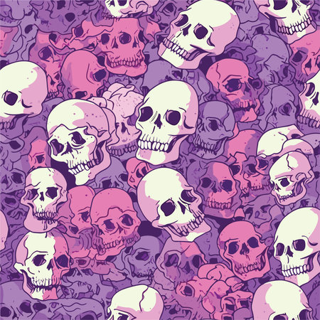 Seamless pattern with human skulls. Vector illustration. Background.のイラスト素材