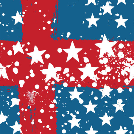 Seamless pattern with American flag and stars. Vector illustration.のイラスト素材
