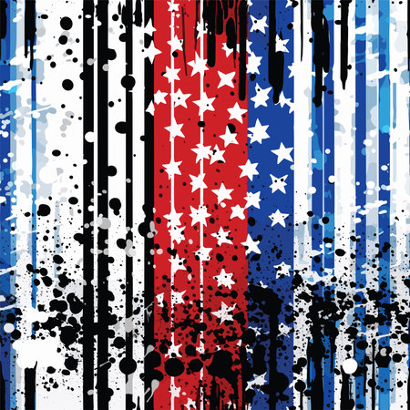 Seamless background pattern. American flag in grunge style.のイラスト素材