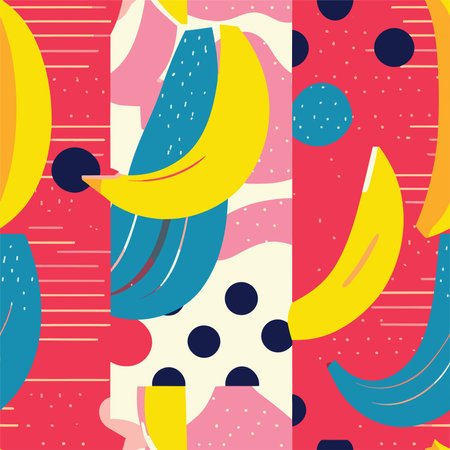 Seamless pattern with bananas in retro style. Vector illustration.のイラスト素材