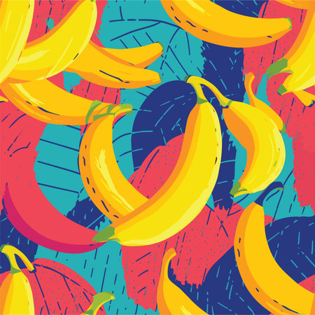 Seamless pattern with bananas on grunge background. Vector illustration.のイラスト素材