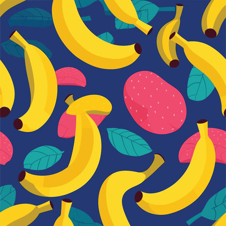 Seamless pattern with bananas. Vector illustration in flat style.のイラスト素材