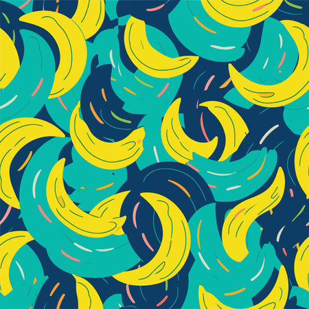 Seamless pattern with bananas on a blue background. Vector illustration.のイラスト素材
