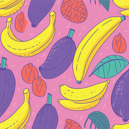 Seamless pattern with bananas. Vector illustration in cartoon style.のイラスト素材