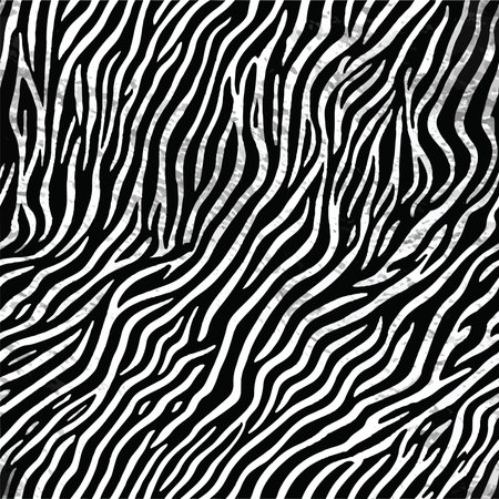 Zebra skin pattern. Vector illustration. Black and white background.のイラスト素材