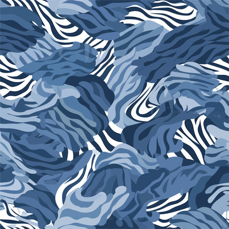 Seamless pattern with zebra stripes in blue colors. Vector illustration.のイラスト素材
