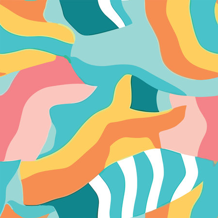 Seamless pattern with abstract wavy shapes. Vector illustration.のイラスト素材