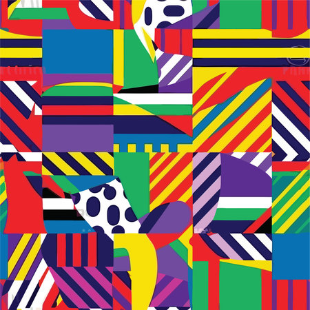 Seamless pattern with colorful abstract shapes. Vector illustration. Ideal for printing onto fabric...