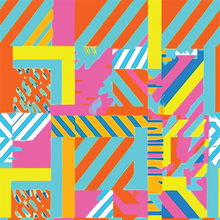 Seamless pattern with abstract colorful geometric shapes. Vector illustration.のイラスト素材