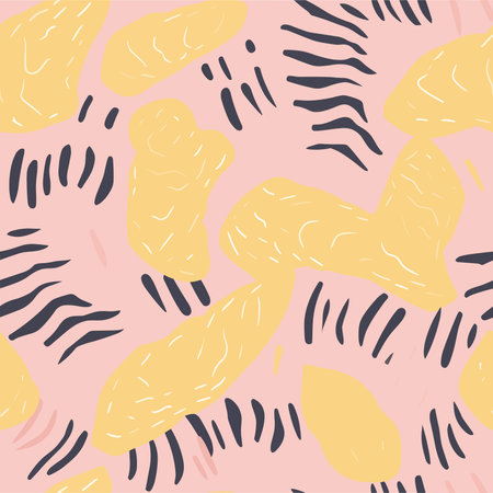 Seamless pattern with hand drawn tropical leaves. Vector illustration.のイラスト素材