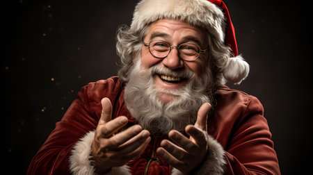 Portrait of Santa Claus on dark background. Christmas and New Year concept.の素材
