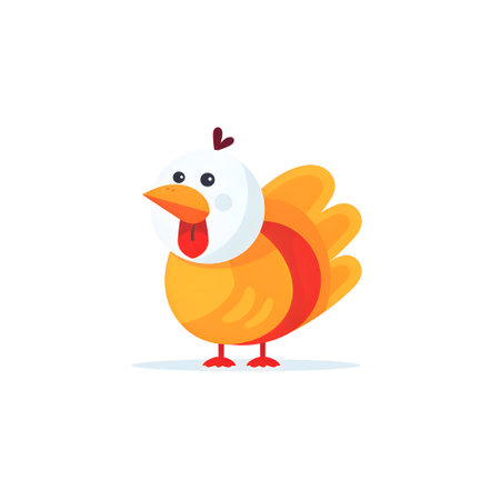 Cute little chicken cartoon character vector Illustration on a white backgroundの素材