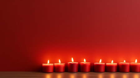 Candles on a red background with space for text. 3d renderingの素材