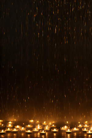 Abstract background with bokeh defocused lights and falling rain.の素材