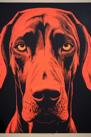 Portrait of a Great Dane dog on a black background. Vector illustration.の素材