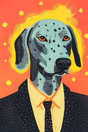 Dalmatian dog in a suit and tie. Vector illustration.の素材