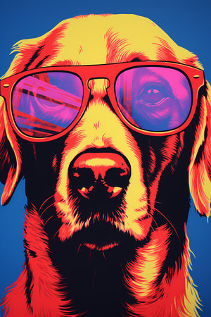 Portrait of Labrador Retriever with sunglasses. Vector illustration.の素材