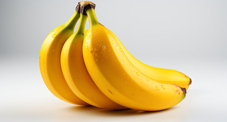 Bunch of bananas with water drops isolated on a white background.の素材