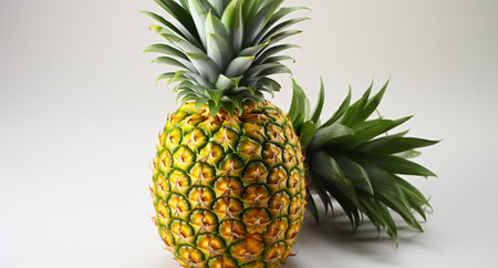Pineapple on a white background, close-up, selective focusの素材
