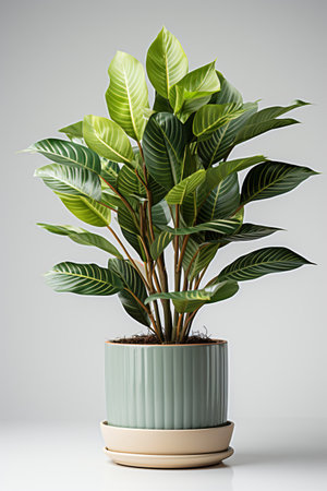 Ficus in a pot on a gray background. 3d renderingの素材