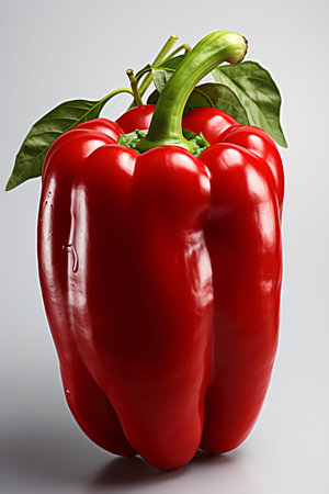 Red bell pepper on a white background. Close-up image.の素材