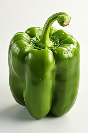 Green bell pepper isolated on white background. 3d render illustration.の素材