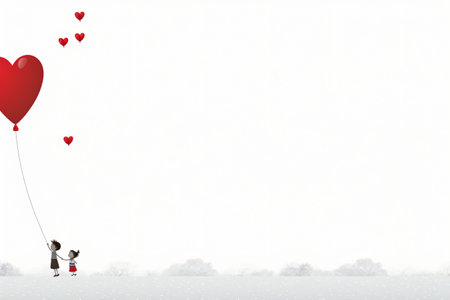 Valentine's day love background with couple and red heart balloonの素材