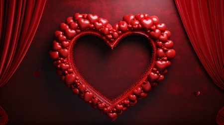 Valentine's day background with red hearts. 3d renderingの素材