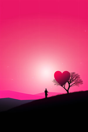 Love and Valentine's day background with love tree. Vector illustration.の素材