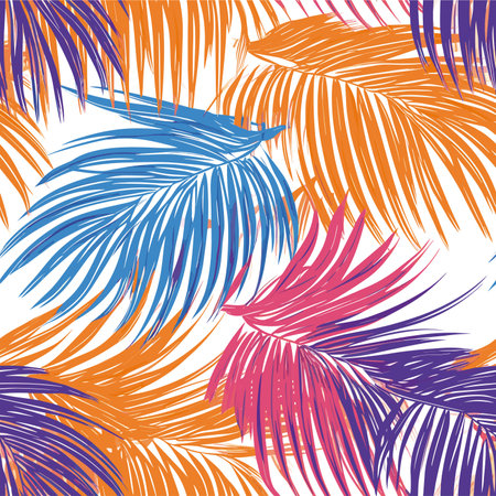 Seamless pattern with tropical palm leaves. Vector illustration for your designのイラスト素材
