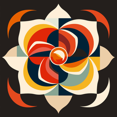Abstract flower on a black background. Vector illustration. Eps 10.のイラスト素材