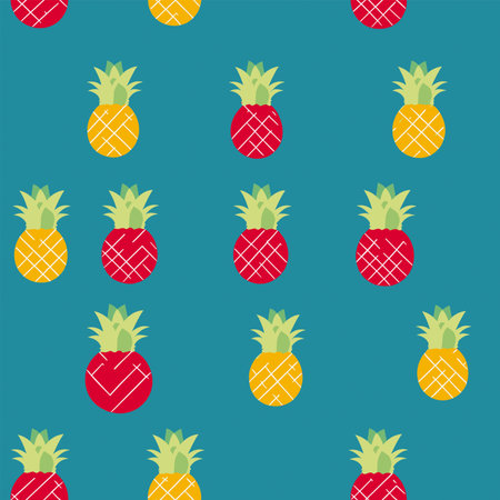 Seamless pattern with pineapple. Vector illustration. Cute summer background.のイラスト素材