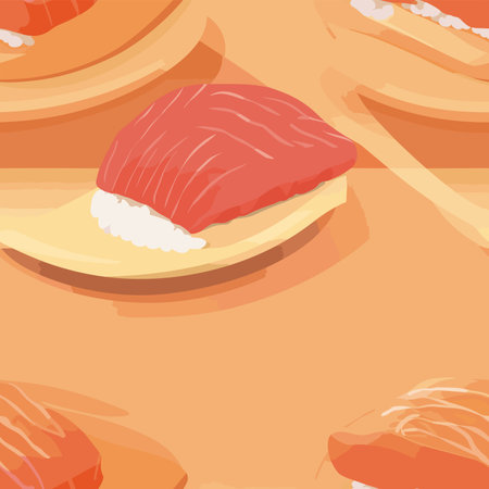 Seamless pattern with sushi. Vector illustration in cartoon style.のイラスト素材