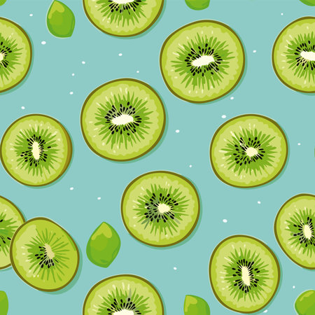 Seamless pattern with kiwi slices. Vector illustration.のイラスト素材