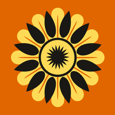Flower icon in flat style. Flower vector illustration on orange background.のイラスト素材