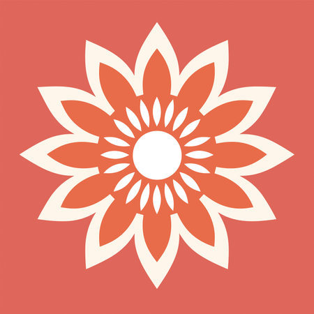 Flower mandala on red background. Vector illustration. EPS 10のイラスト素材