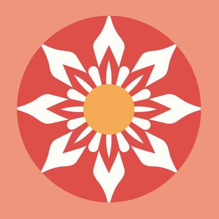 Flower icon on red background. Vector illustration.のイラスト素材