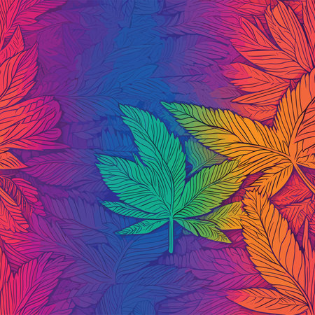 Seamless pattern with cannabis leaves. Colorful vector background.のイラスト素材