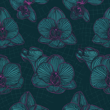 Seamless pattern with orchids. Floral background.のイラスト素材